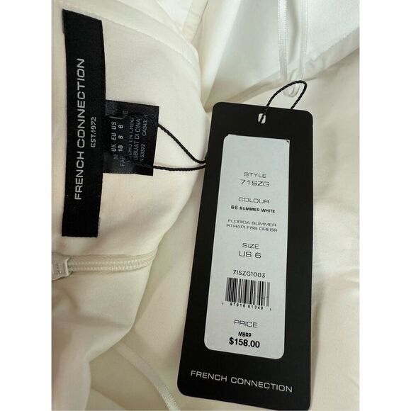 French Connection White Florida Summer Strapless Mini Dress Size 6 - Picture 7 of 12
